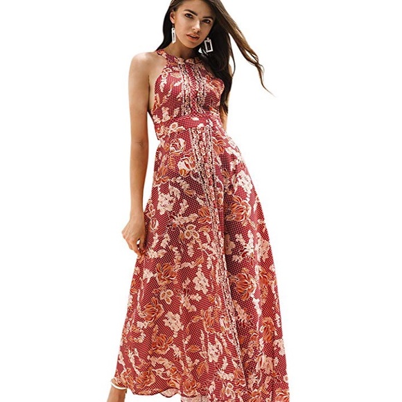 floral print split maxi dress - Picture 4 of 8